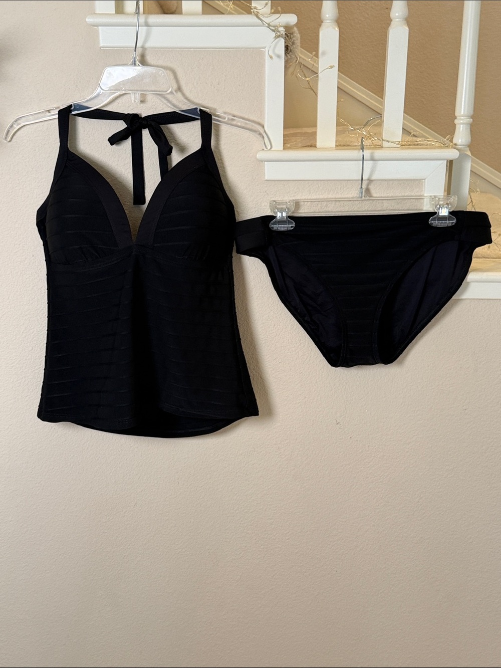 La Blanca Ribbed Halter Tankini Set